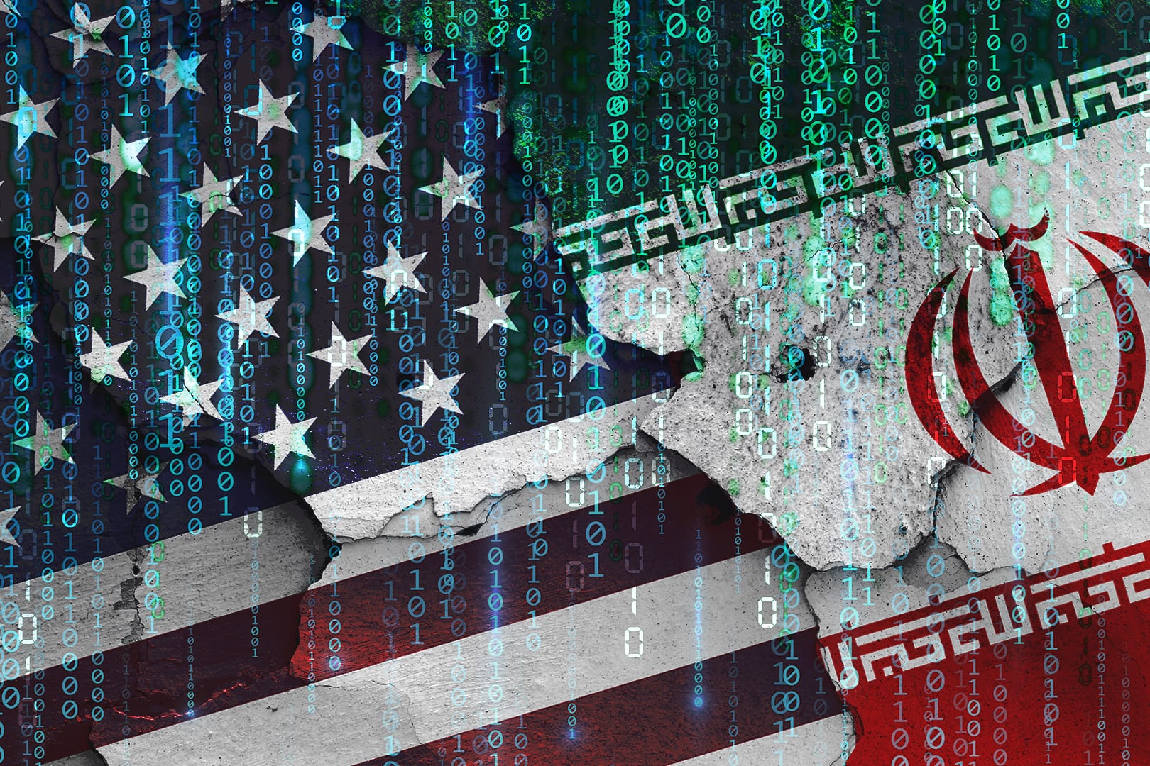 Symbolische Darstellung eines Cyberkampfes zwischen dem Iran und den USA: Die beiden Länder attackieren sich seit Jahren gegenseitig im Netz. Symbolische Darstellung eines Cyberkampfes zwischen dem Iran und den USA: Die beiden Länder attackieren sich seit Jahren gegenseitig im Netz.