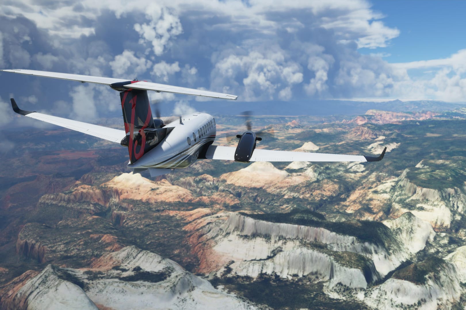 Ein Screenshot vom "Flight Simulator": Nutzer können realistische Wetterdarstellungen erwarten. Ein Screenshot vom "Flight Simulator": Nutzer können realistische Wetterdarstellungen erwarten.