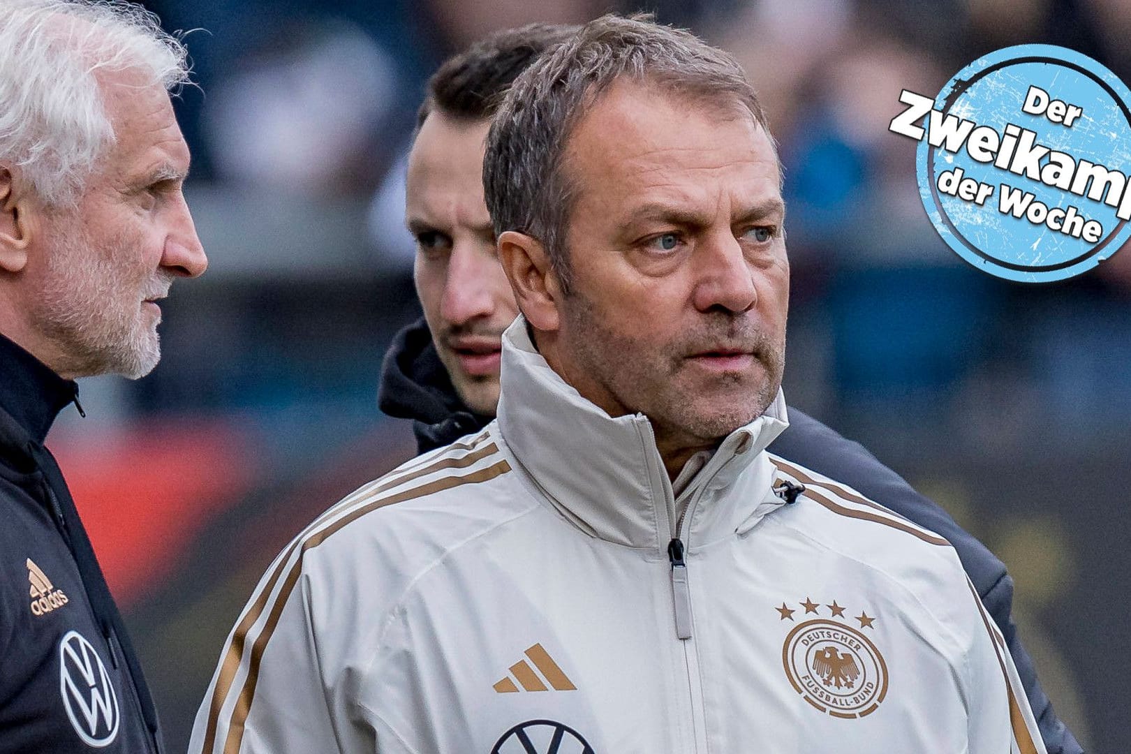 Sportdirektor Rudi Völler (l.) und Bundestrainer Hansi Flick: Bekommen sie mit der Nationalmannschaft noch die Kurve? Sportdirektor Rudi Völler (l.) und Bundestrainer Hansi Flick: Bekommen sie mit der Nationalmannschaft noch die Kurve?