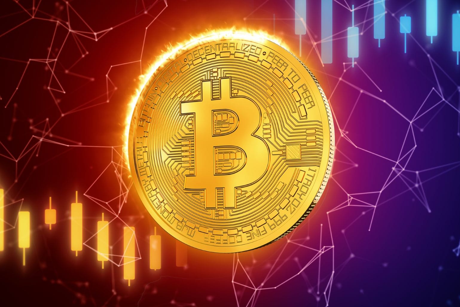 Bitcoin mit feurigem Rand Bitcoin mit feurigem Rand
