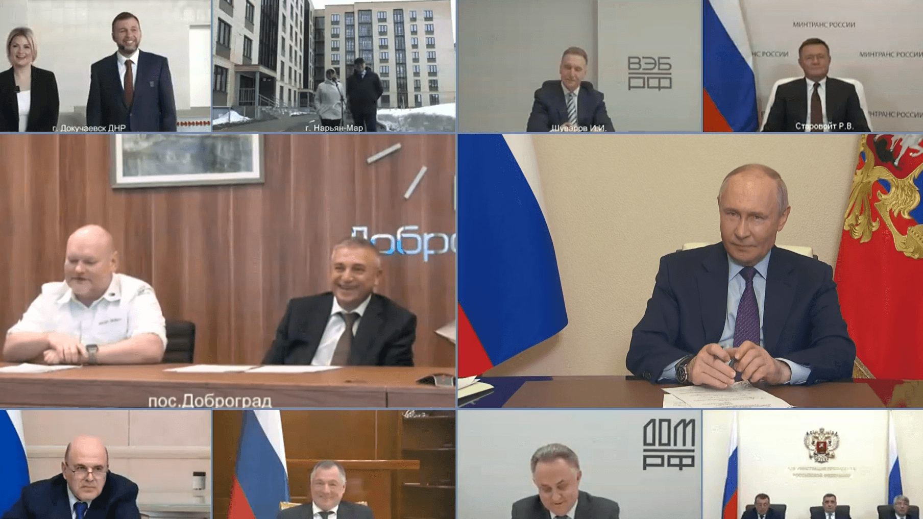 In der Videokonferenz mit Putin: Der aus Essen ausgewanderte Starkoch Maksim Zitnikov (weißes Hemd" war zugeschaltet.